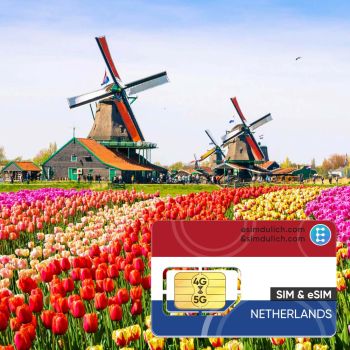 Sim Du Lịch Hà Lan Tốc Độ Cao 4G (Netherlands)